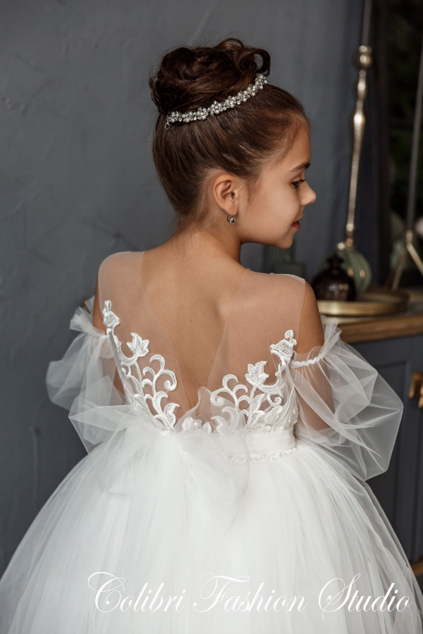 Flower girl dress tutu, Girl dress with train, Nude flower girl dress, Girl dress lace, Toddler dress, Ball gown, Girl dress long sleeve