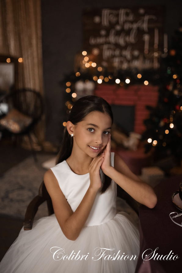Ivory christmas girl dress tulle Tutu birthday girl dresses Flower girl proposal dress Romantic girl dress