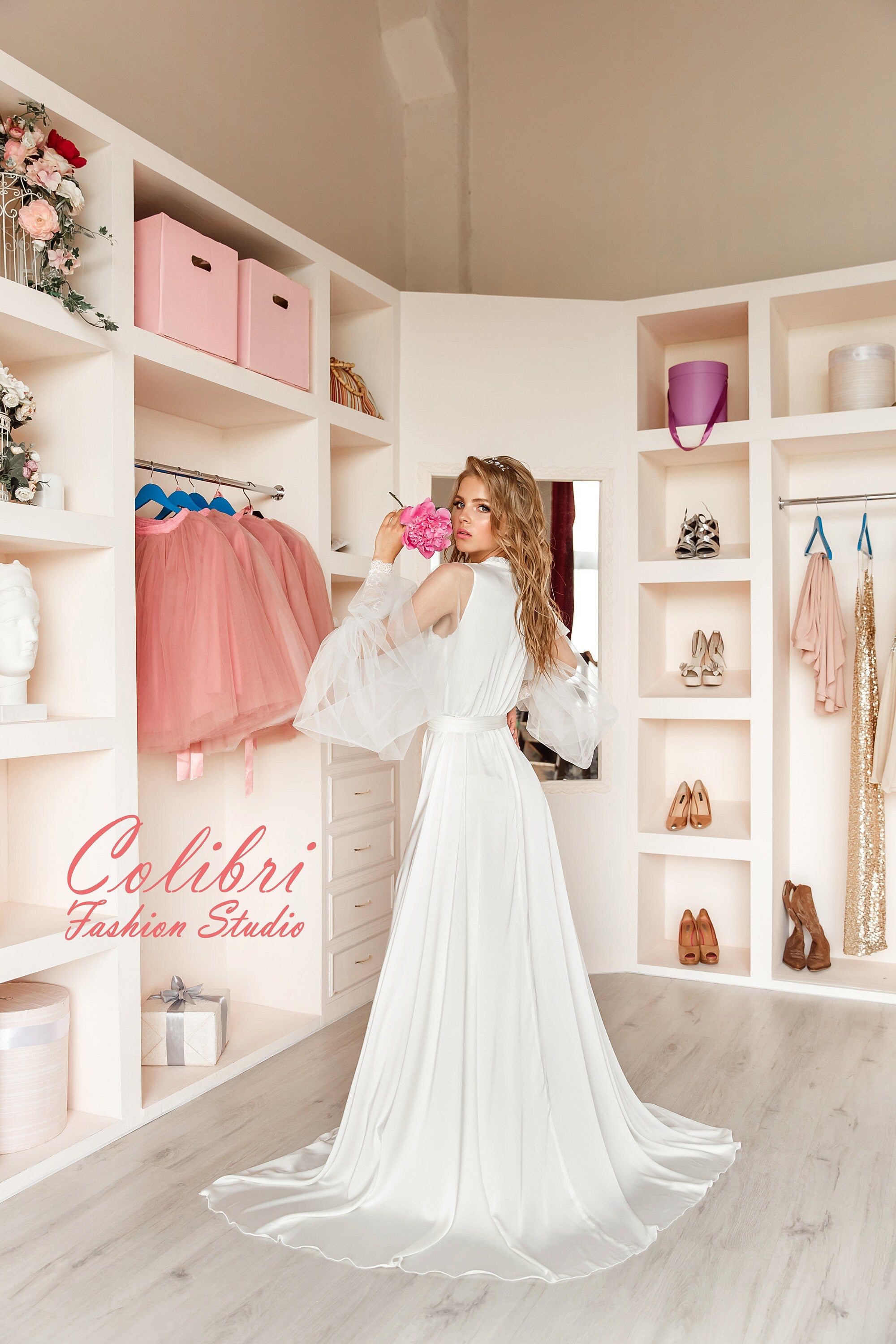 Wedding robe, Silk robe, Bride silk robe, Mrs bride robe,Maxi bridal robe, Boudoir gown, Wedding lingerie, Bridal party robes