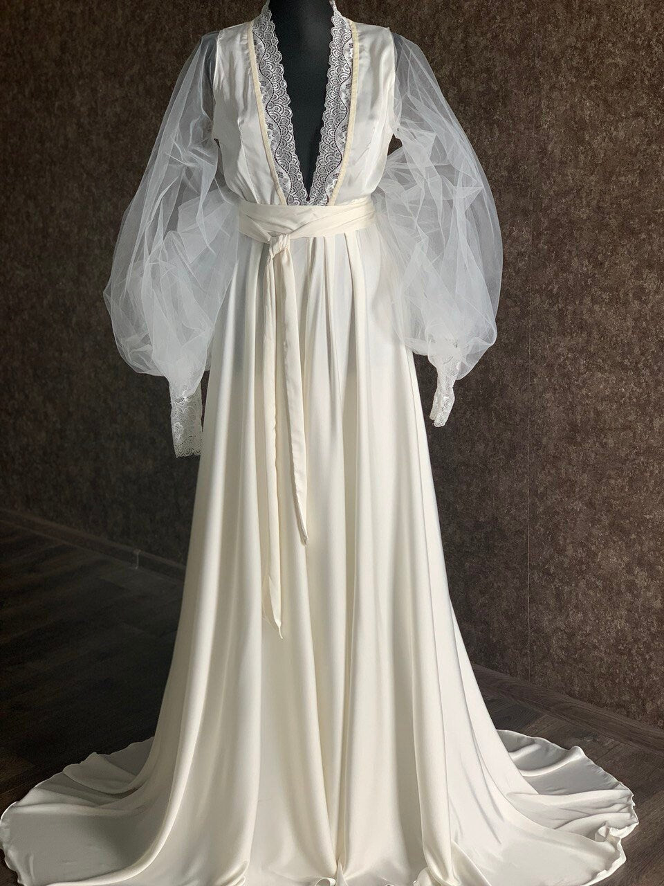 Wedding robe, Silk robe, Bride silk robe, Mrs bride robe,Maxi bridal robe, Boudoir gown, Wedding lingerie, Bridal party robes