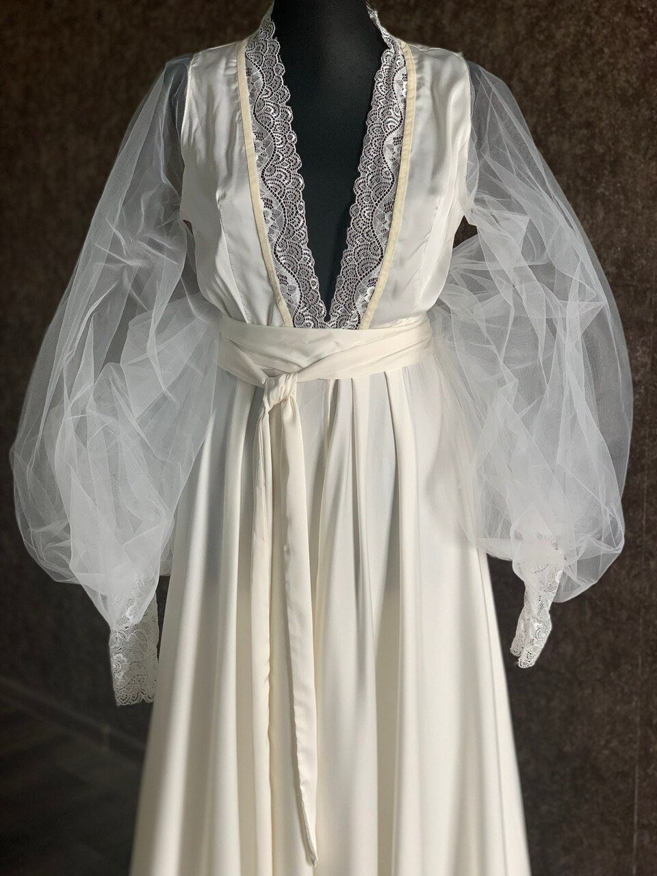 Wedding robe, Silk robe, Bride silk robe, Mrs bride robe,Maxi bridal robe, Boudoir gown, Wedding lingerie, Bridal party robes