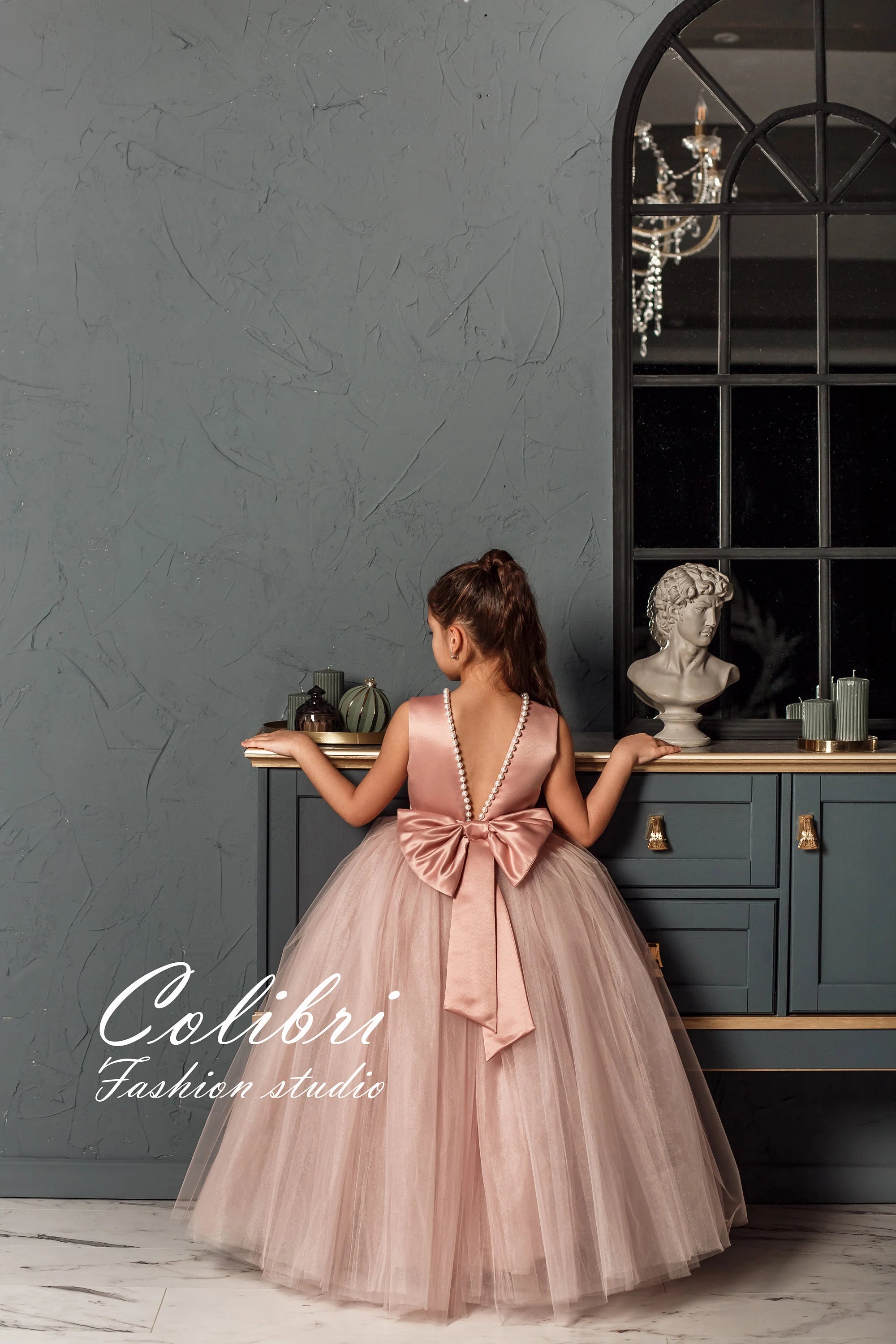 Girl dress with pearls, Tutu skirt flower girl dress dusty rose, Ivory Colibri Fashion Studio Girl dress with pearls, Tutu skirt flower girl dress dusty rose, Ivory Colibri Fashion Studio