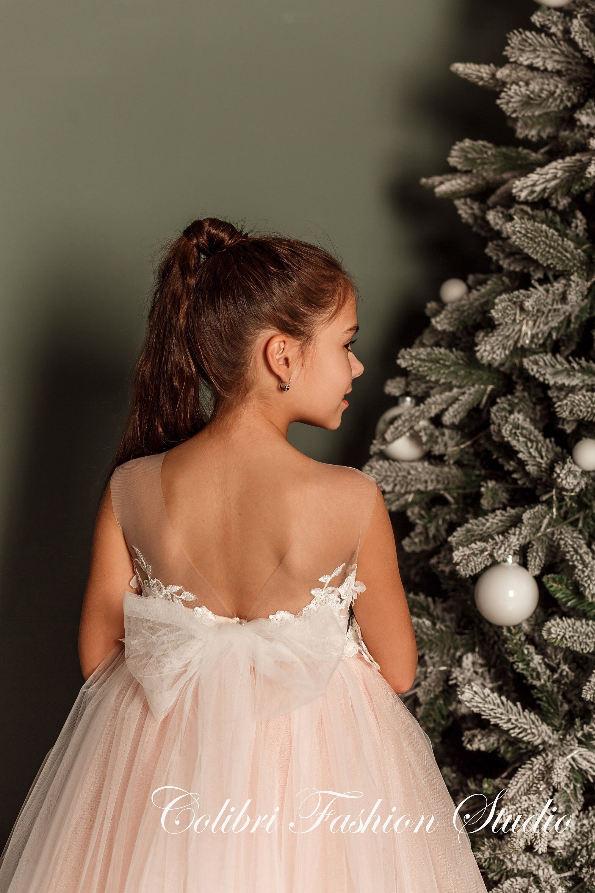 Flower girl dress, Blush flower girl dress, Tutu flower girl dress, Girl dress tulle, Lace girl dresses, Birthday dress, Ivory girl dress