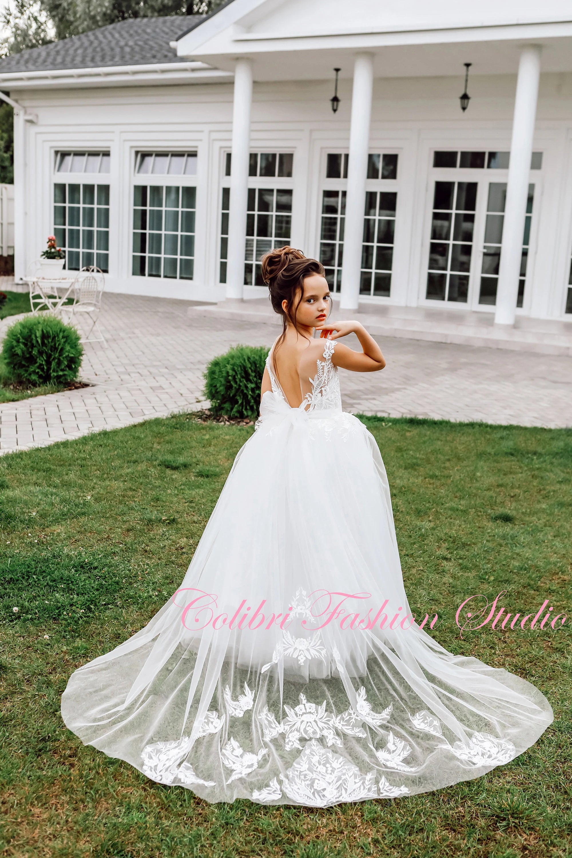 Flower girl dress train, Flower girl dress tulle, Lace girl dress, Flower girl dress baby, Girl dress ivory, Flower girl dress toddler
