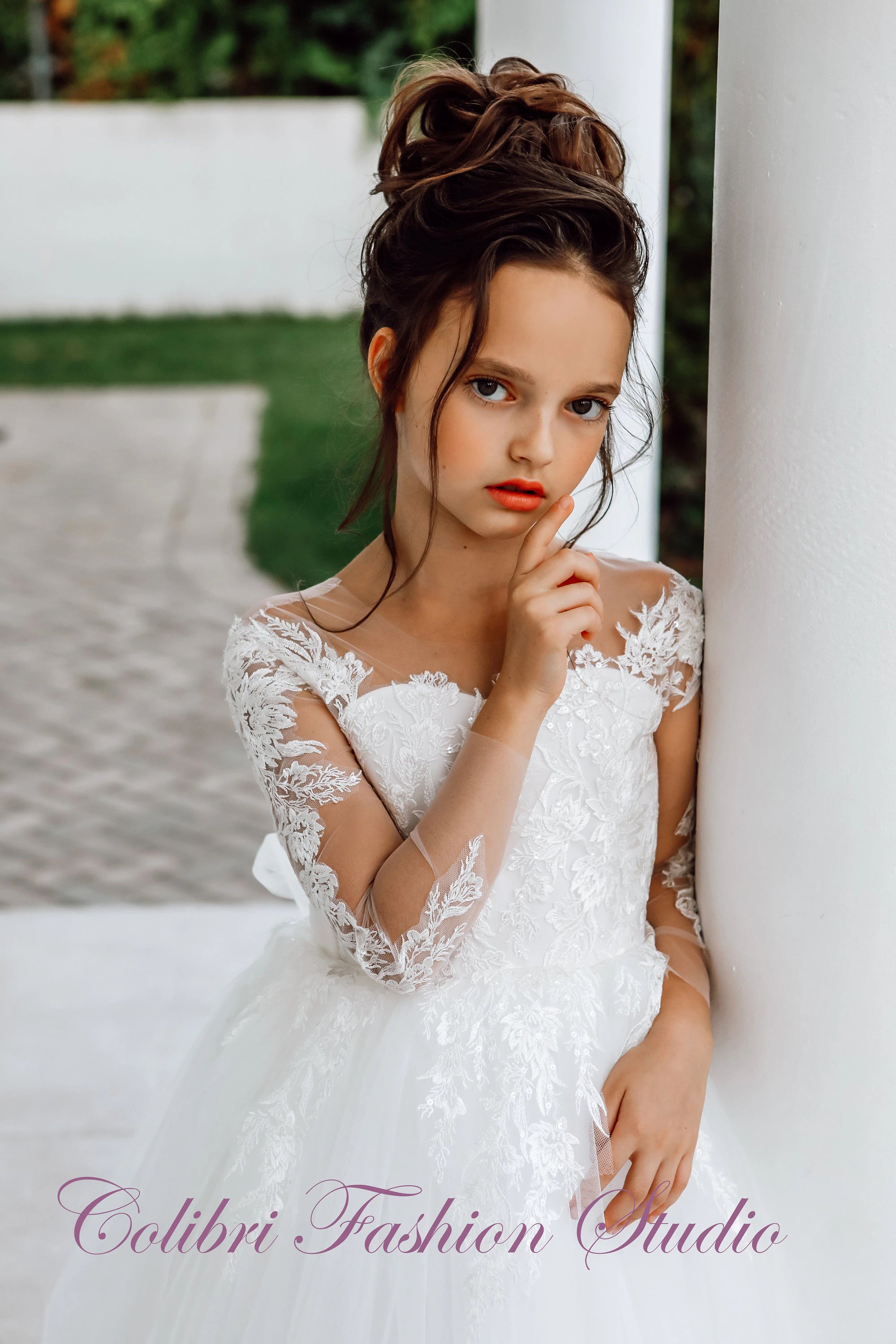 Toddler flower girl dress lace, Baby girl dress special occasion, Long sleeve ivory wedding girl dress, Girl birthday dress
