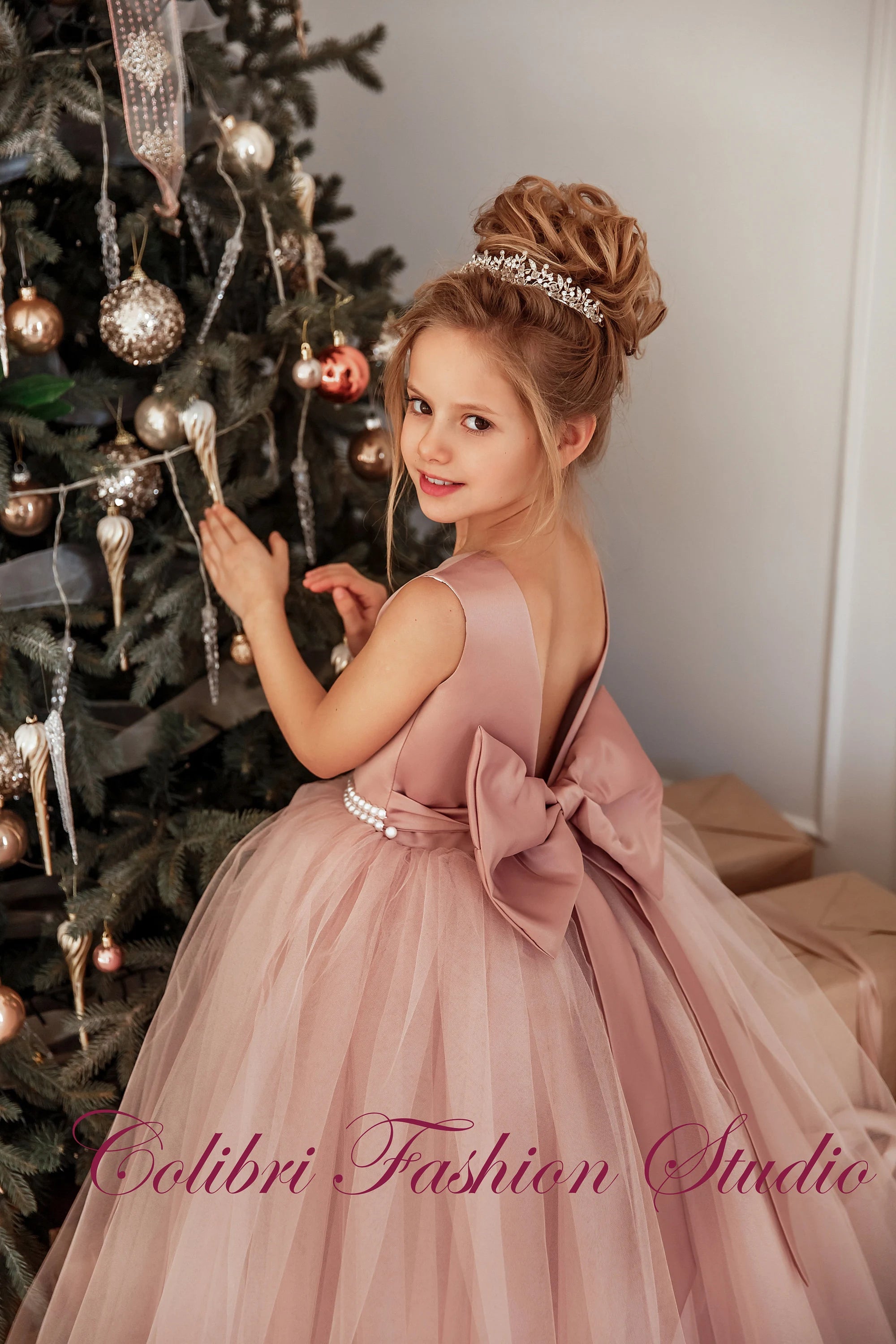 Tutu flower girl dress, Dusty rose girl dress, White flower girl dress, Flower girl dress satin, Princess dress, Birthday dress, Boho dress