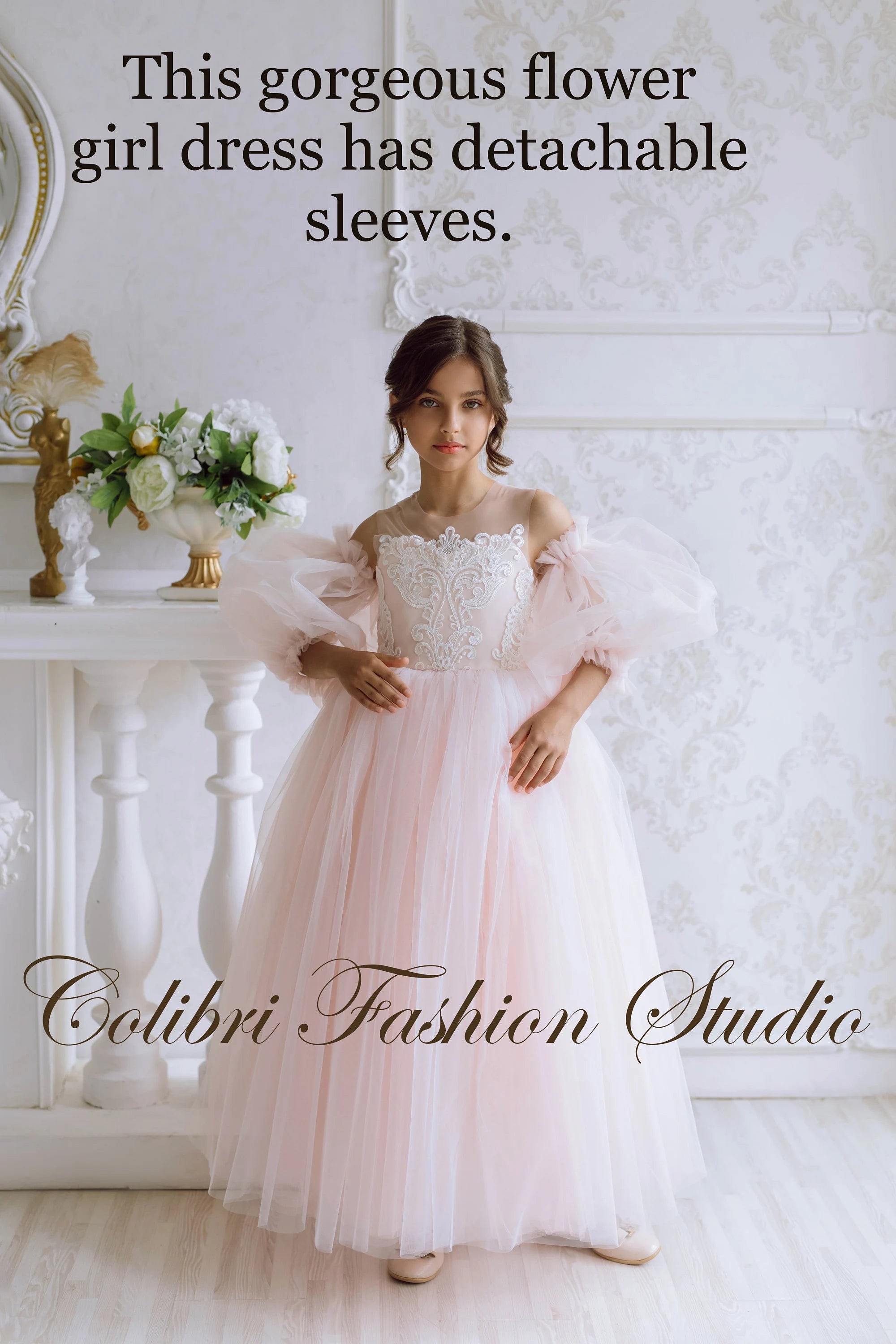 Flower girl dress ivory, Satin girl dress, Girl dress for photoshoot, Flower girl dress with sleeves, Flower girl dress junior