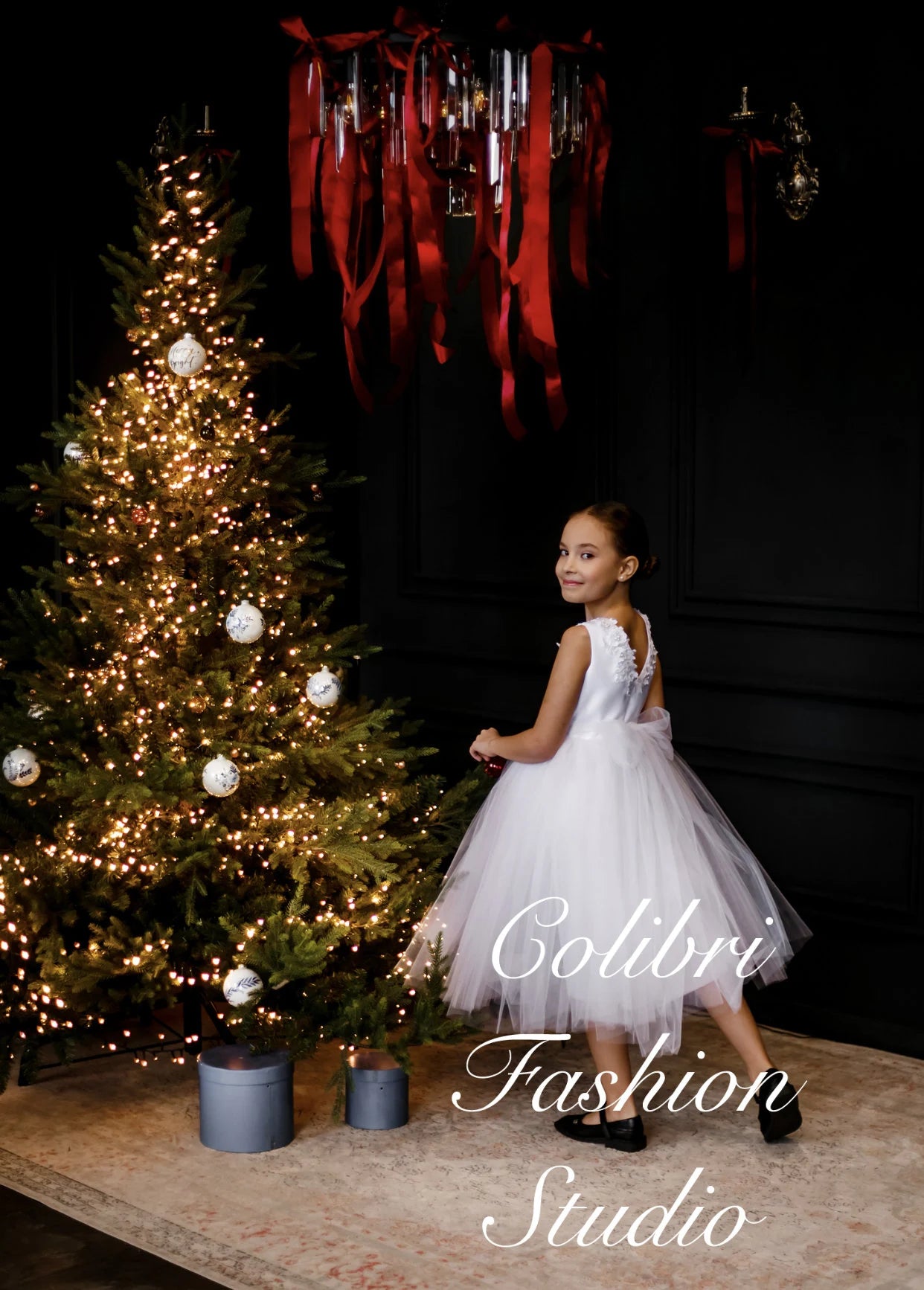 Flower girl dress tutu, Tea length flower girl dress, Ivory girl dress, Tulle flower girl dress, Open back girl dress, Toddler girl dress