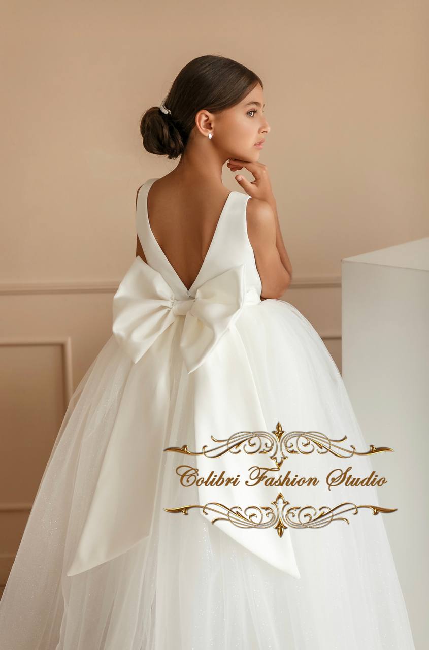 Flower girl dress ivory Wedding flower girl dress Princess flower tulle girl dress Clothes kids Tutu flower dresses for girls Glitter skirt