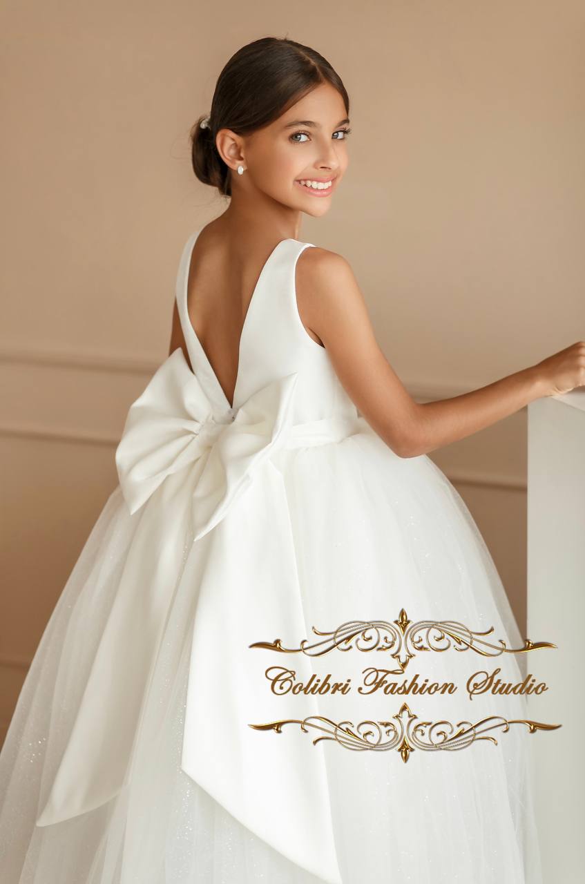 Flower girl dress ivory Wedding flower girl dress Princess flower tulle girl dress Clothes kids Tutu flower dresses for girls Glitter skirt