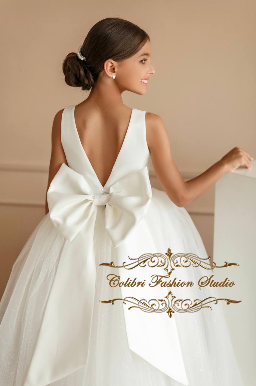 Flower girl dress ivory Wedding flower girl dress Princess flower tulle girl dress Clothes kids Tutu flower dresses for girls Glitter skirt