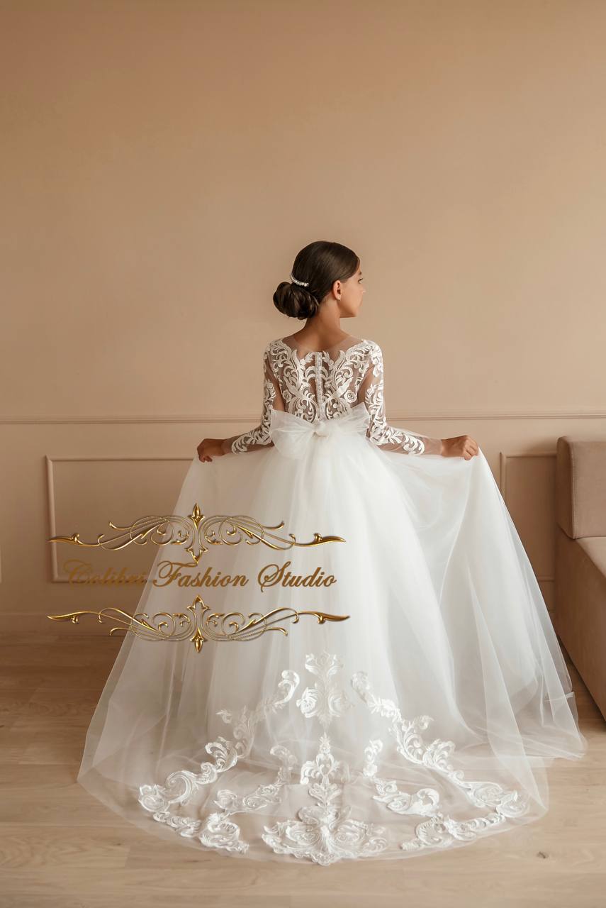 Flower girl dress long sleeve, Flower girl dress lace – Colibri Fashion Studio Flower girl dress long sleeve, Flower girl dress lace – Colibri Fashion Studio
