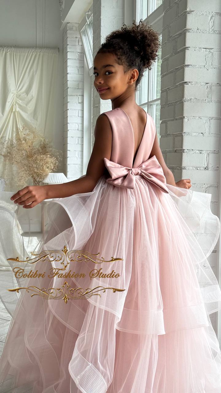 Flower girl dress Dusty rose flower girl dress Tutu tulle flower girl dress Bohemian girl dress Toddler girl dress Satin dress Girl dress