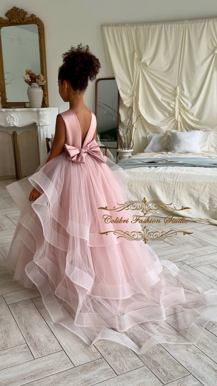 Flower girl dress Dusty rose flower girl dress Tutu tulle flower girl dress Bohemian girl dress Toddler girl dress Satin dress Girl dress