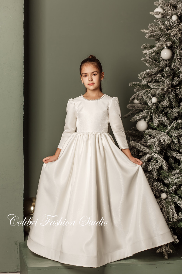 Long sleeve ivory flower girl dresses on sale