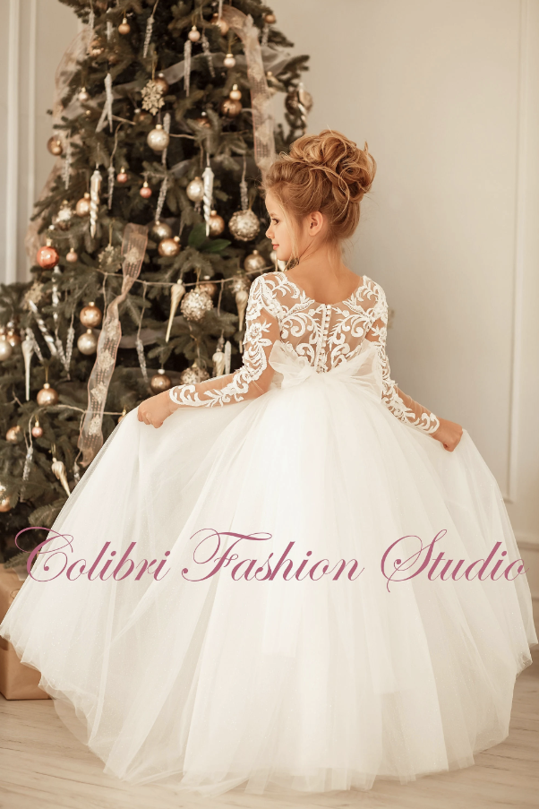 Baby girl dress long sleeve Floral lace communion dress Embroidered gi Colibri Fashion Studio Baby girl dress long sleeve Floral lace communion dress Embroidered gi Colibri Fashion Studio