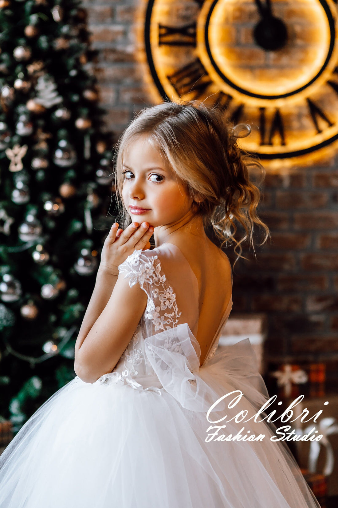 Communion dress ivory, Baby girl pageant dress, Flower girl dress tulle skirt, Lace girl dress open back, Ball gown