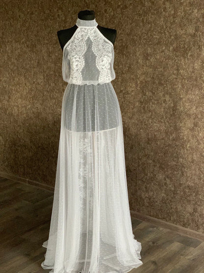 Floral lace boho white bridal robe long bridal robe modern wedding bridesmaid floor length gift for women robe