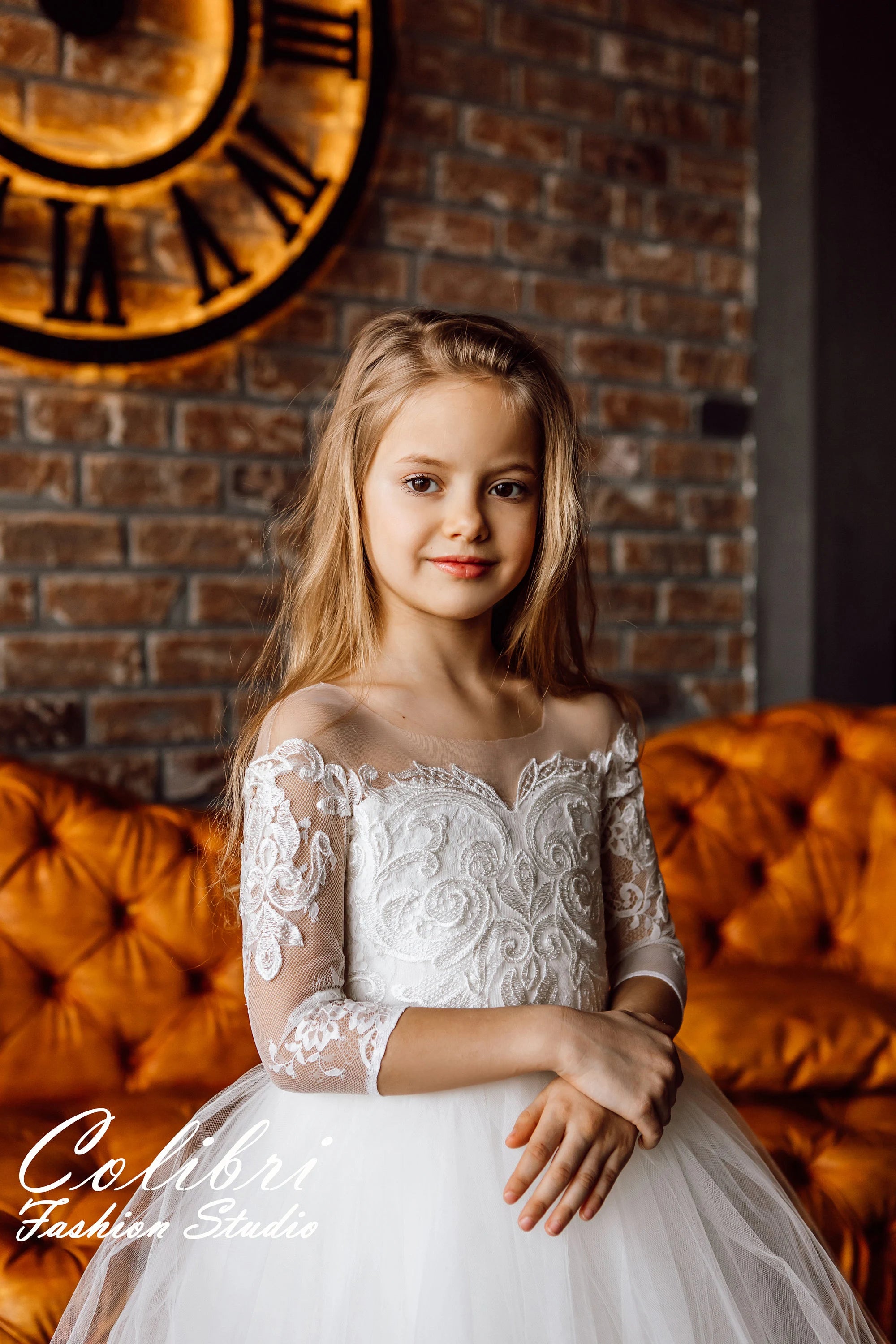 Flower Girl Dress, Lace Flower girl dress, Ivory Girl Dress, Long sleeves Dress, Rustic girl dress,Tulle Flower Girl Dress, White Girl Dress