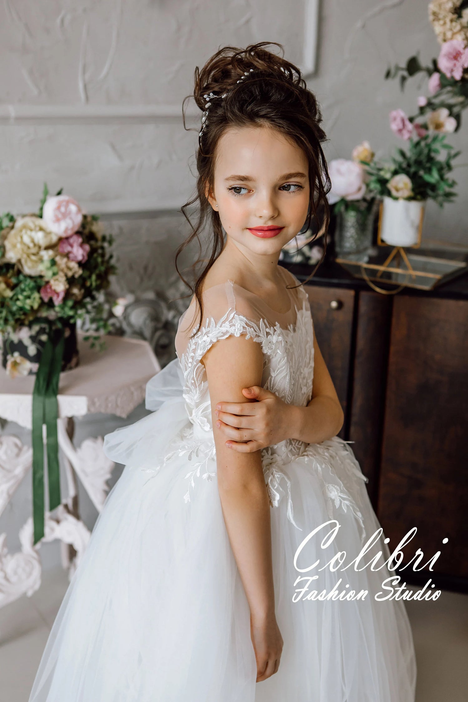 Lace flower girl dress ivory, Flower girl proposal baby dress, Baby gi Colibri Fashion Studio Lace flower girl dress ivory, Flower girl proposal baby dress, Baby gi Colibri Fashion Studio