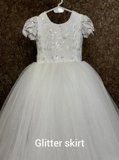 Flower girl dress, Ivory flower girl dress, Lace flower girl dress, Communion dress, Girl dress tulle, Tutu flower girl dress,Princess dress