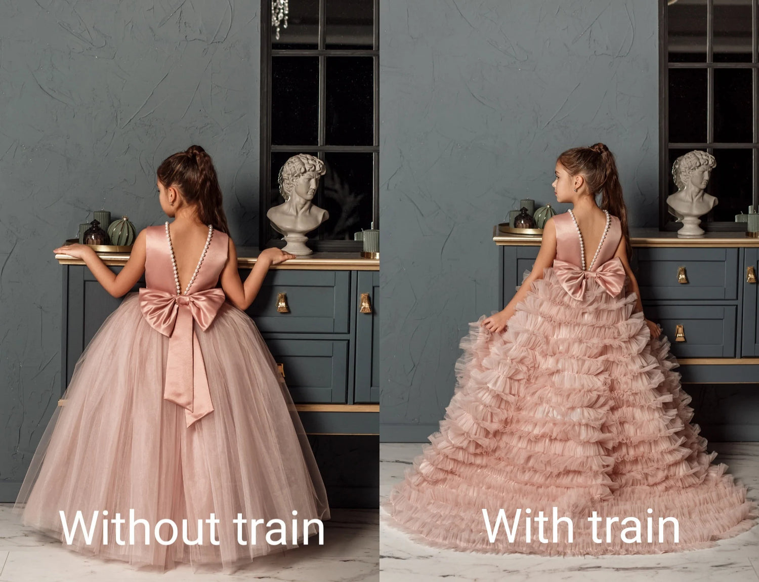 Flower girl dress dusty rose, Dress for photoshoot, Flower girl dress with train, Blush flower girl dress, Ball gown, Ivory flower dress