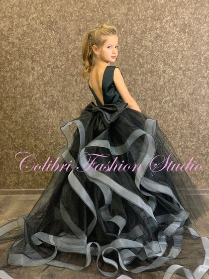 Tutu skirt flower girl dress Prom dress black girl Flower girl dress with pearls Ivory toddler girl dress sleeveless