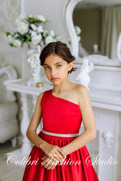 Baby girl red dress Flower girl dress satin Baby girl princess dress P Colibri Fashion Studio Baby girl red dress Flower girl dress satin Baby girl princess dress P Colibri Fashion Studio