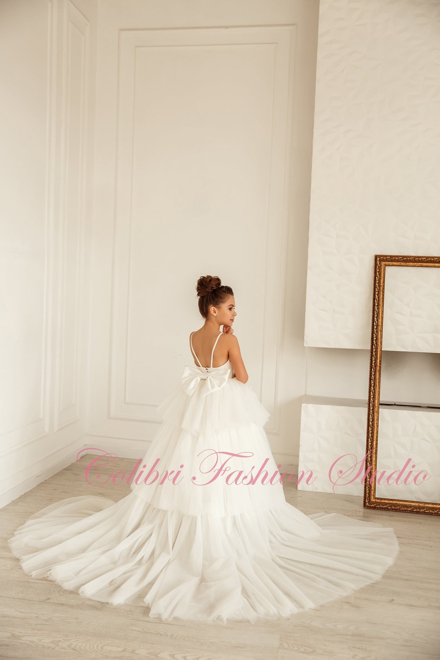 juniors ivory lace dress Spaghetti Ivory Lace Tulle Flower Girl Dresses, Popular Junior Bridesmaid Dresses, FG049