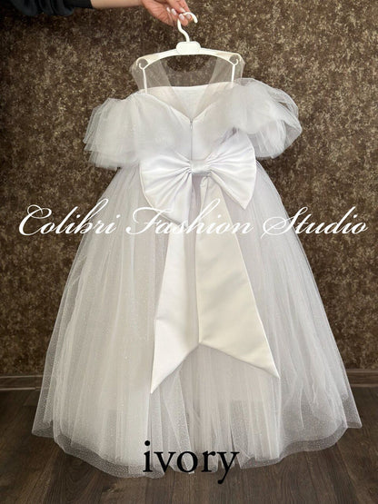 Tulle flower girl dress, Tutu girl dress, Toddler flower dress, Communion dress, Ivory flower girl dress, Girl wedding dress