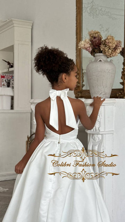 ivory junior bridesmaid dresses Graceful ivory junior bridesmaid dress with organza pelerine