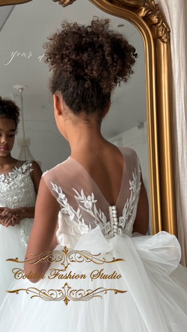 Wedding girl dress ivory sleeveless, Birthday girl dress lace, First c Colibri Fashion Studio Wedding girl dress ivory sleeveless, Birthday girl dress lace, First c Colibri Fashion Studio