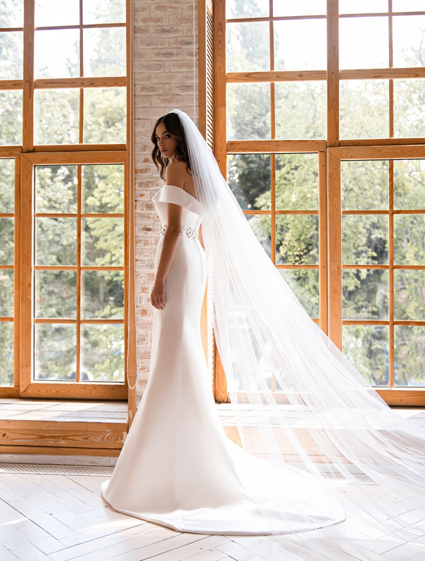 Satin wedding dress ivory, White wedding dress off the shoulder, A-line wedding dress floor length, Ball gown dress