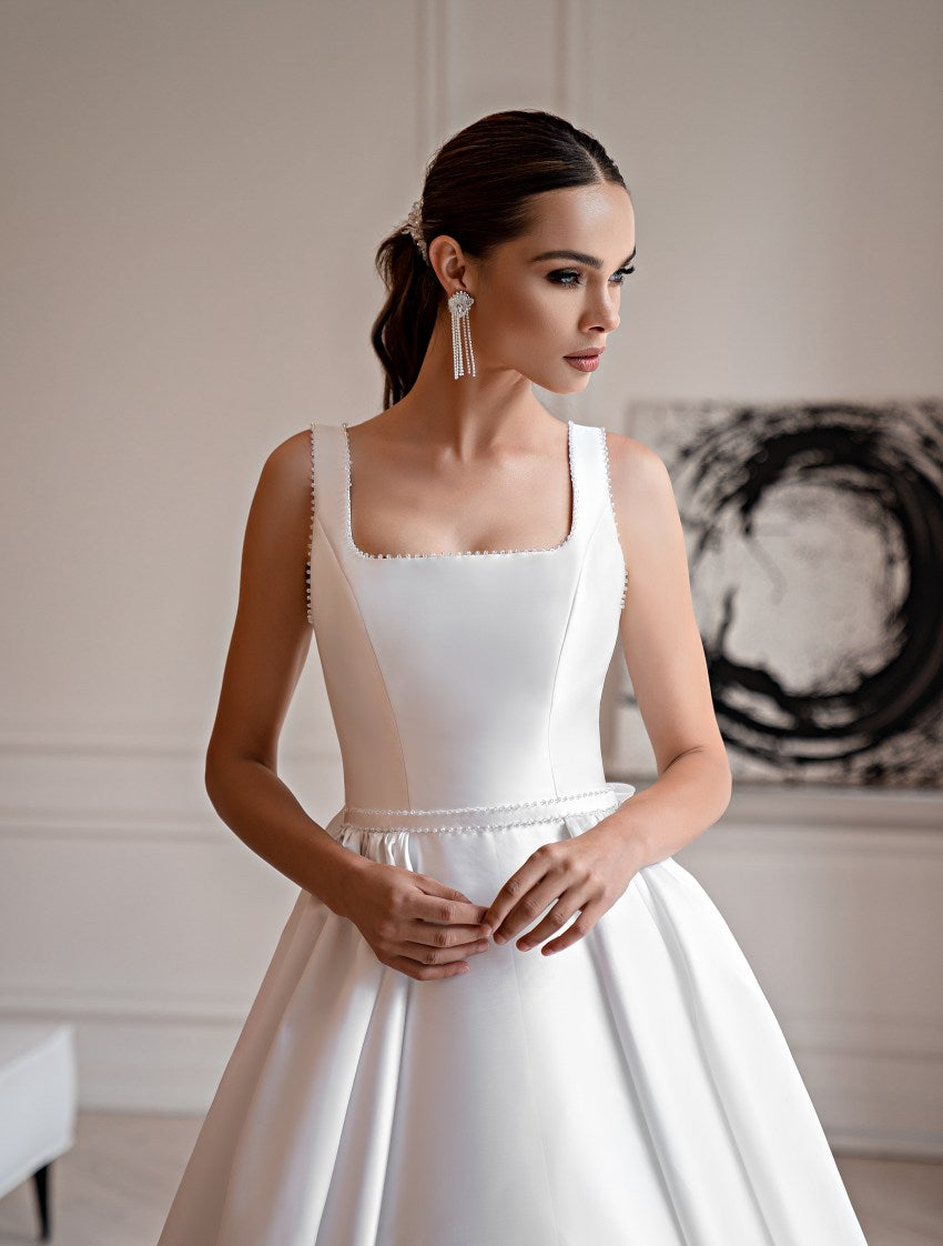 Ivory bridal gown, Satin wedding dress, Off shoulder dress – Colibri Fashion Studio Ivory bridal gown, Satin wedding dress, Off shoulder dress – Colibri Fashion Studio