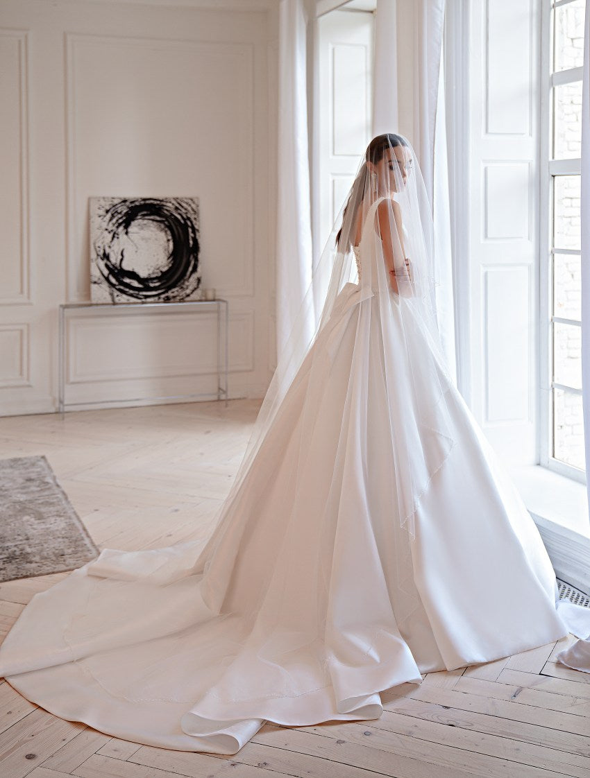 Ivory bridal gown, Satin wedding dress, Off shoulder dress Colibri Fashion Studio Ivory bridal gown, Satin wedding dress, Off shoulder dress Colibri Fashion Studio